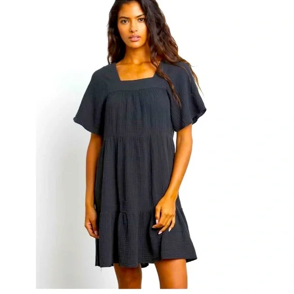 Rails | Dresses | Rails Valentina Black Cotton Gauze Tiered Mini Dress Size  Xl | Poshmark